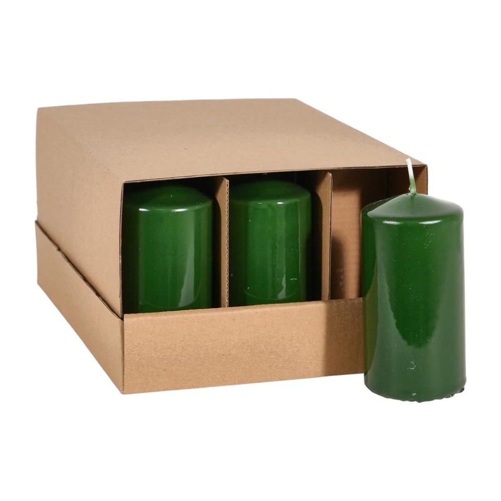 CANDELA MOCCOLO SMALTATA H.100XD.50 MM. VERDE SCURO